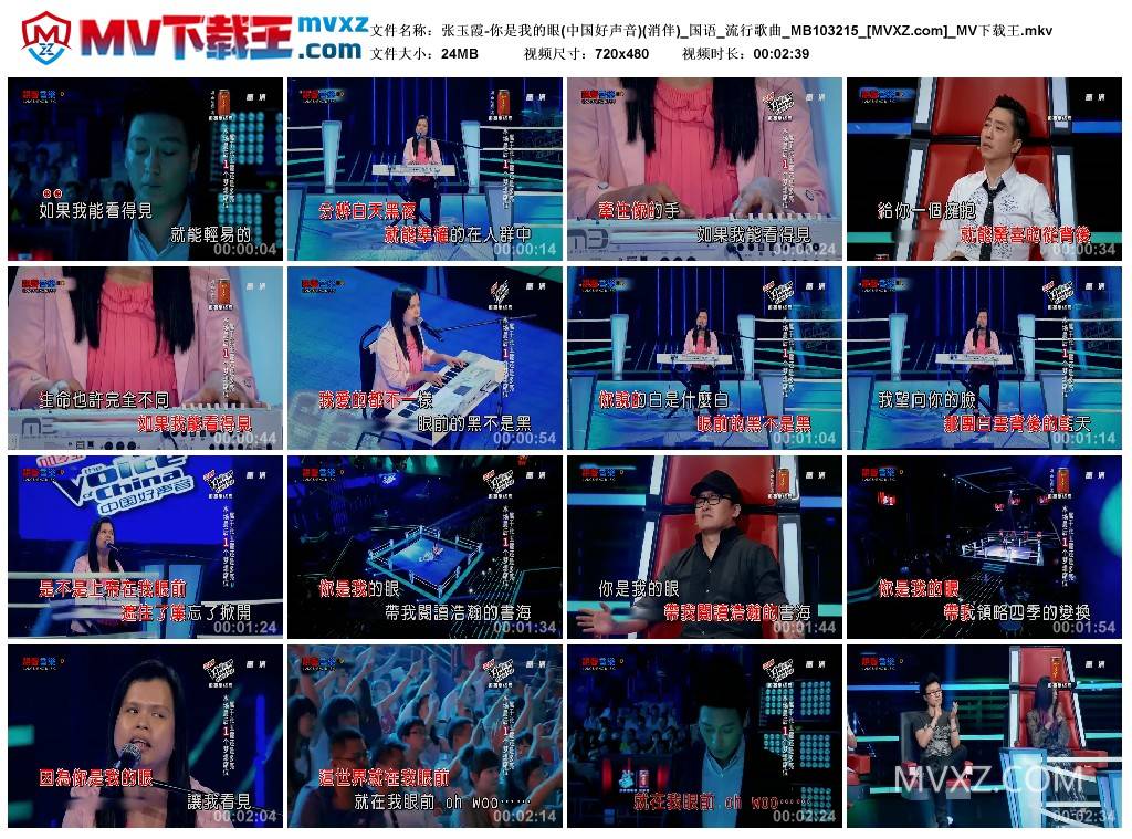 张玉霞-你是我的眼(中国好声音)(消伴)_国语_流行歌曲_MB103215